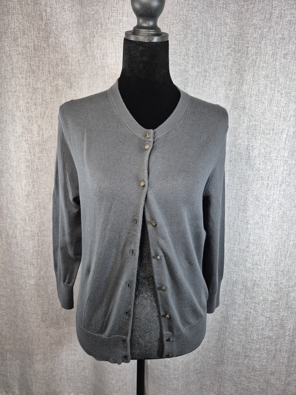 J. Crew Gray Button Front Cardigan Sweater Medium Cotton Blend Long Sleeve